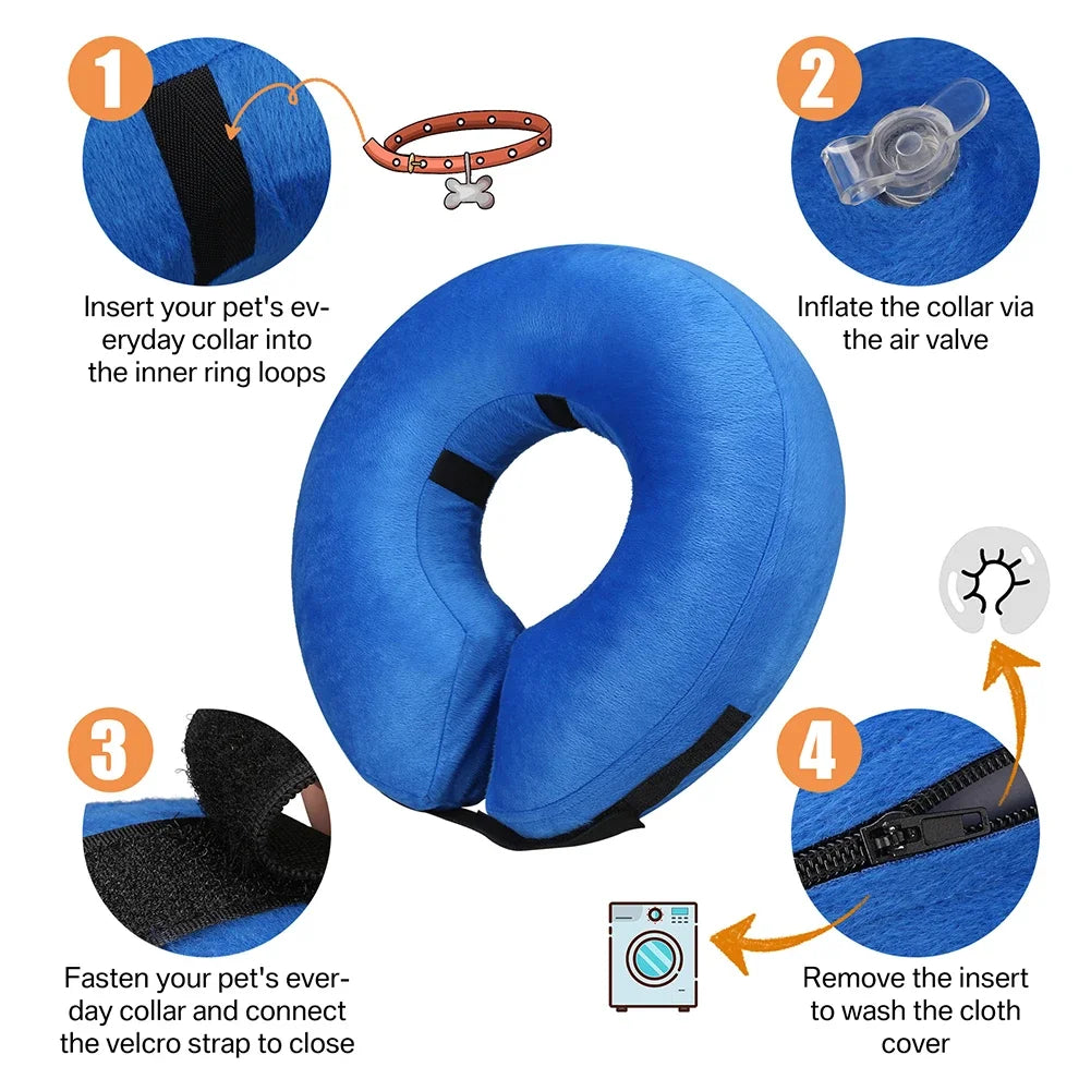 Cônes pour chiens après chirurgie, collier de protection gonflable pour chien, collier de récupération pour animaux de compagnie, cône doux pour petits, moyens ou grands chiens, chats