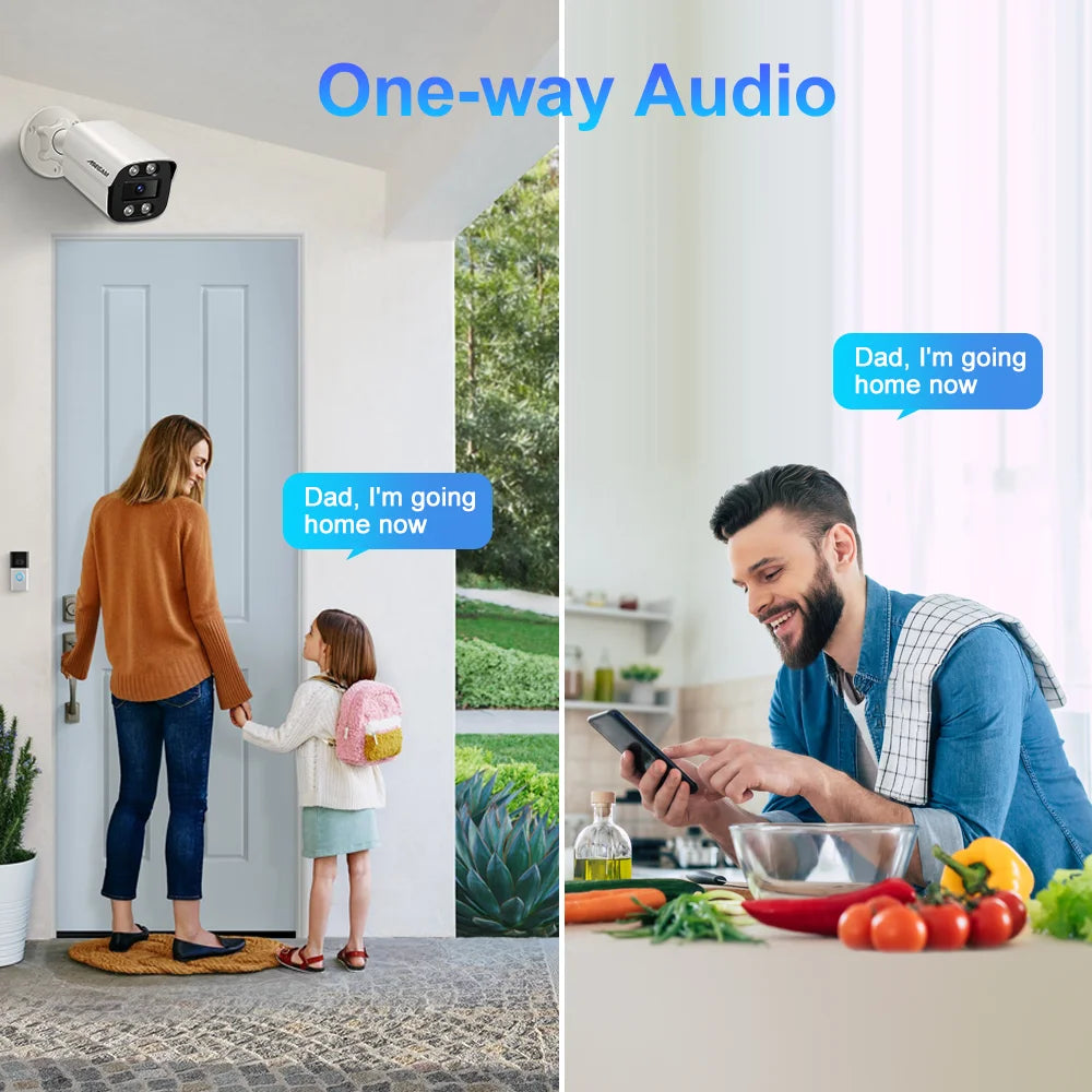 Caméra de Surveillance extérieure IP POE hd 8MP/4K, dispositif de sécurité domestique en métal couleur, avec Vision nocturne et Audio, codec H.265 et protocole Onvif