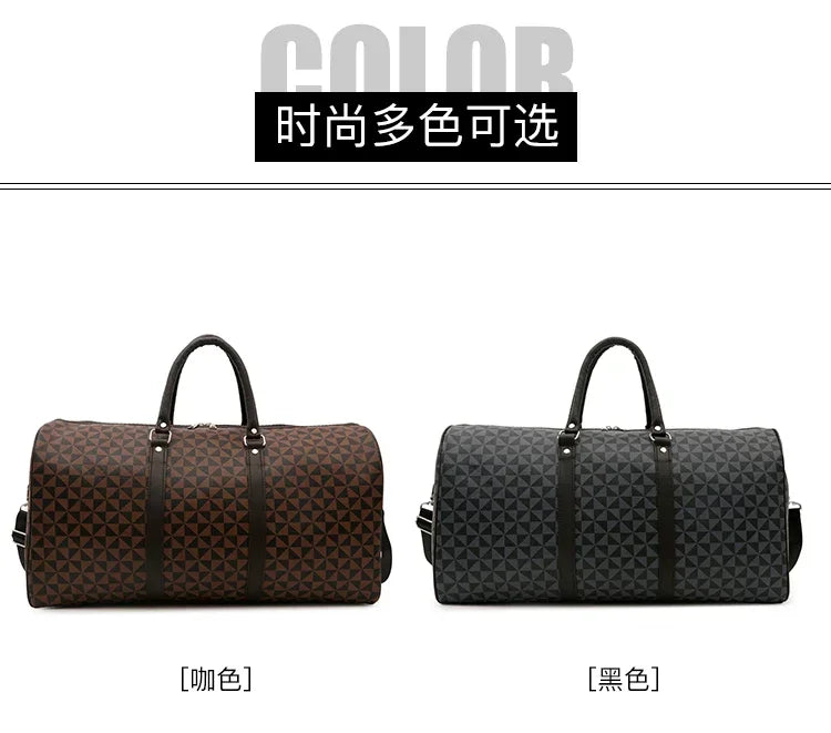 Sacs de voyage rétro géométriques en PU pour femmes, grande capacité, sacs à bandoulière classiques de haute qualité, couleurs assorties, 2024