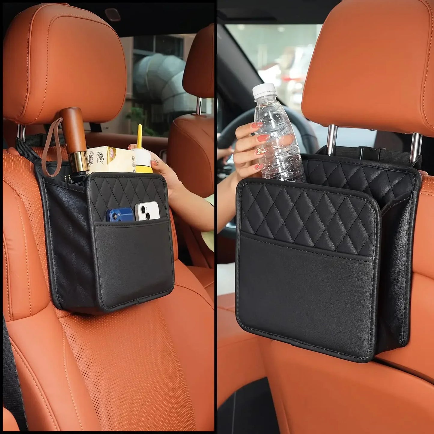 Sac de rangement multifonction en cuir PU pour dossier de siège de voiture, pour Renault Clio Laguna Megane Duster, porte-gobelet en tissu, poche pour déchets