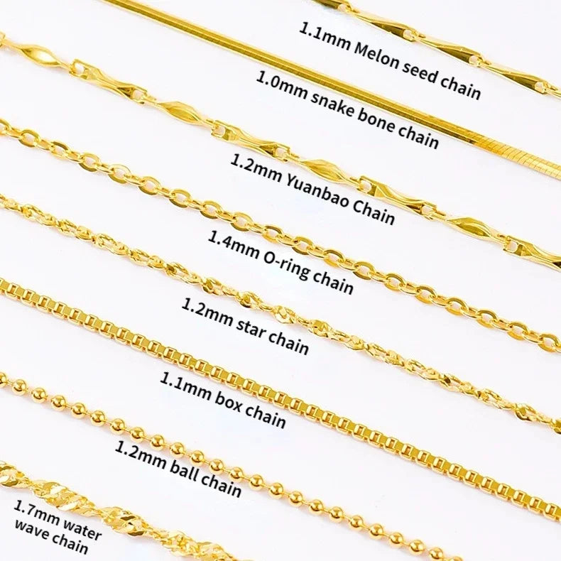 Chaîne de collier couleur or 14k pour femmes, boîte, os de serpent/étoilé/chaîne croisée, collier de 18 pouces, bijoux fins, cadeaux