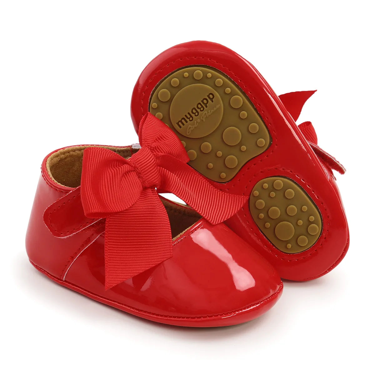 Meckior bébé chaussures nœud papillon semelle en caoutchouc anti-dérapant PU Ballet pantoufles bébé fille robe chaussures premier marcheur enfant en bas âge berceau chaussures