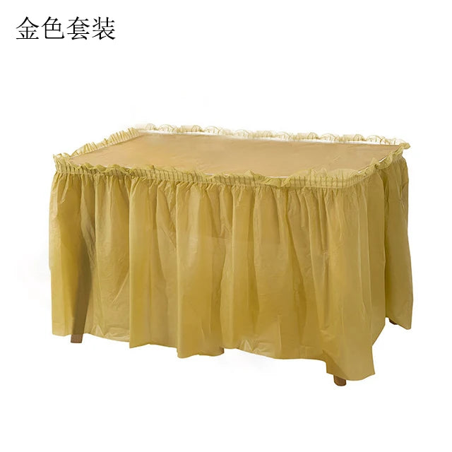 Holaroom jupe de Table jetable en plastique fête 6 couleurs 75x430 cm couverture de Table pour joyeux anniversaire fête mariage Festival décoration