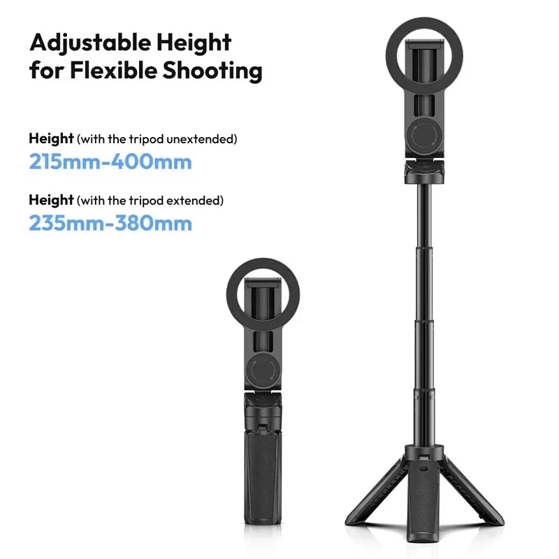 Trépied de téléphone magnétique sans fil, poignée de téléphone, perche à Selfie, trépied de bureau pour iPhone 16 15 14 13 12 Pro Max pour support de téléphone Samsung