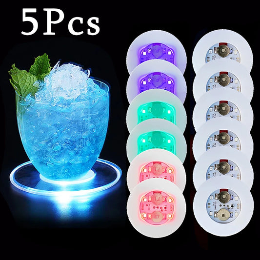 Autocollants de bouteille colorés Shoous Cowijk, lumières LED pour cocktail, maison, fête de mariage, décoration de table de Noël, 3 modes, 1 pièce, 5 pièces