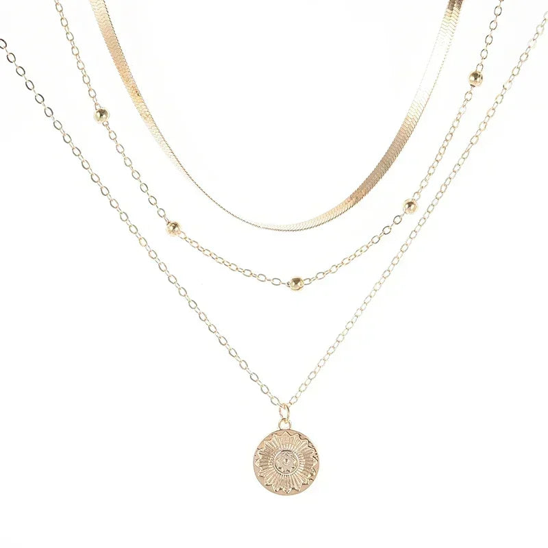 Collier rond à trois couches en argent Sterling 925 pour femmes, chaîne serpent Simple, breloque boule, cadeau de fête, bijoux exquis pour femmes