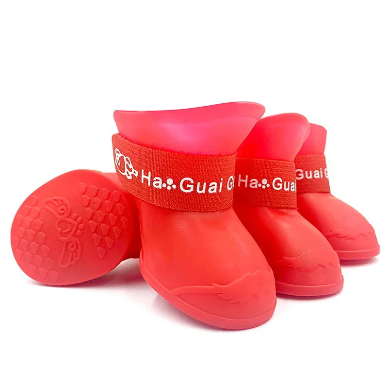 Chaussures de pluie imperméables pour animaux de compagnie, 4 pièces, bottes en caoutchouc antidérapantes pour petits, moyens et grands chiens, chaussures d'extérieur pour chats, bottines pour chiens, accessoires pour ani