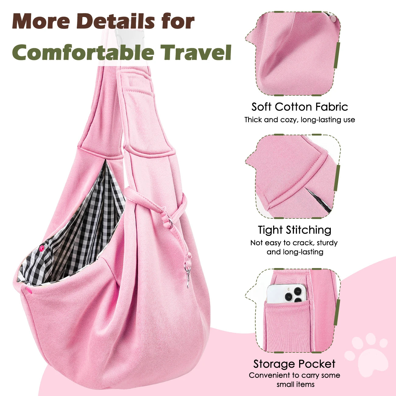 Pawaboo – porte-élingue réversible pour petit chien, mains libres, pour chiot, avec boucle de sangle réglable