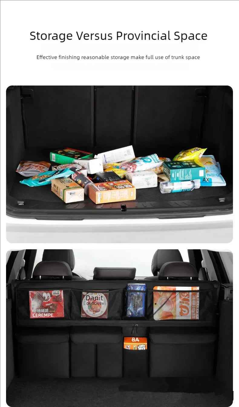 Sac de rangement pour coffre de voiture, sac suspendu pour dossier de siège de voiture SUV, sac de rangement multifonctionnel en maille, articles de rangement pour intérieur de voiture
