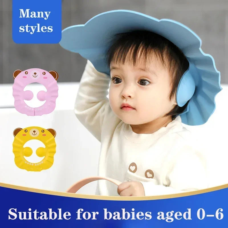 Chapeau de douche pour enfants, Protection des oreilles, bonnet souple pour bébé, lavable pour cheveux réglable, shampoing pour enfants, couvre-tête de Protection pour le bain