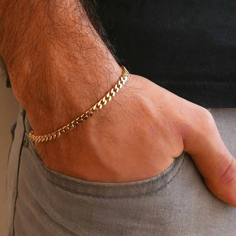 Vnox 3-11mm gros Miami gourmette chaîne Bracelet pour hommes, acier inoxydable lien cubain chaîne Bracelet classique Punk lourd mâle bijoux