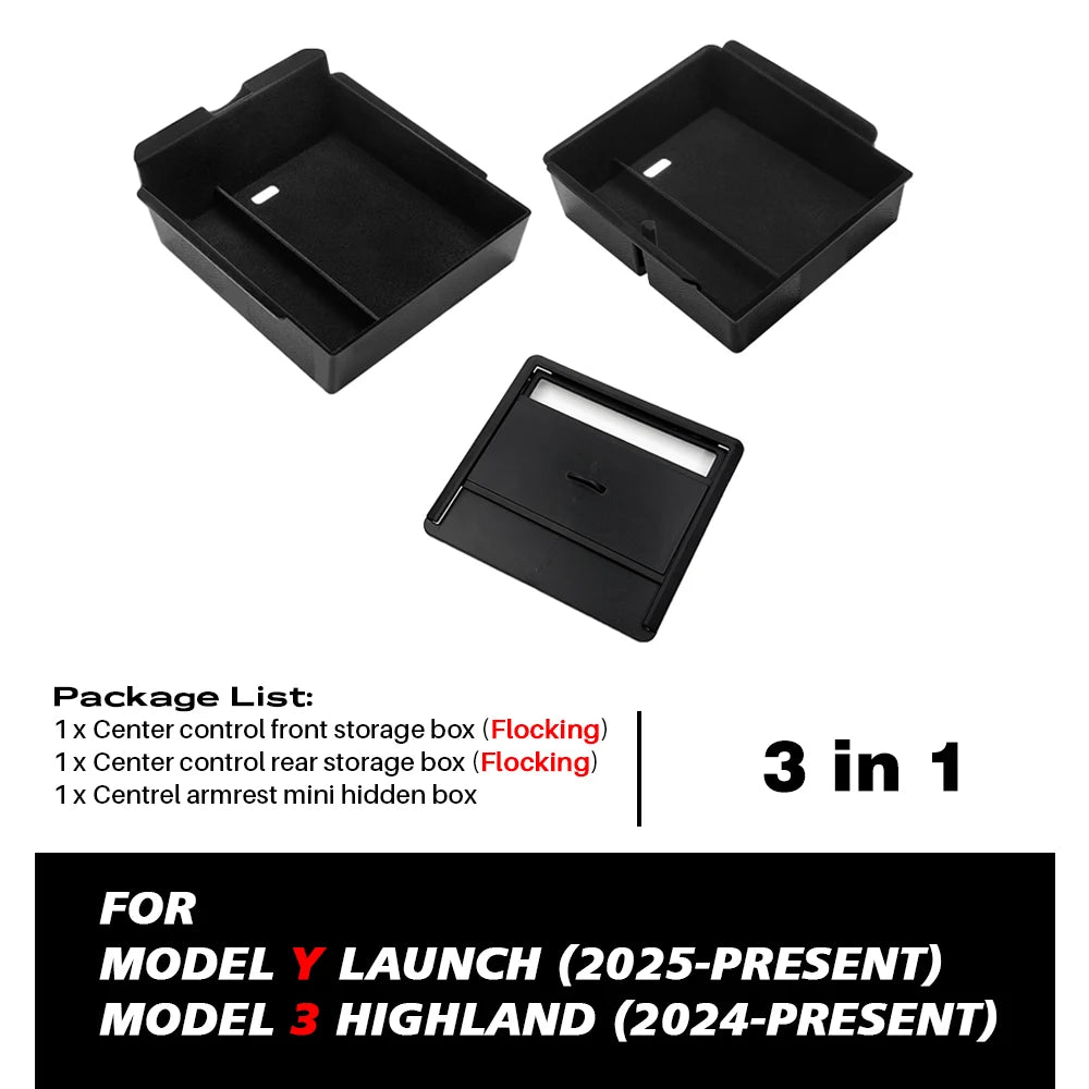 Boîte de rangement pour Console centrale Tesla, nouveau modèle Y 2025, lancement Juniper modèle 3 Highland 2024, boîte d'accoudoir, coussinet supérieur et inférieur en Silicone