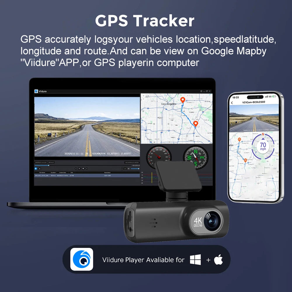 UHD 4K WiFi Dash Cam double objectif enregistreur de conduite voiture DVR en option 1080P caméra à objectif arrière GPS 24H surveillance du stationnement boîte noire