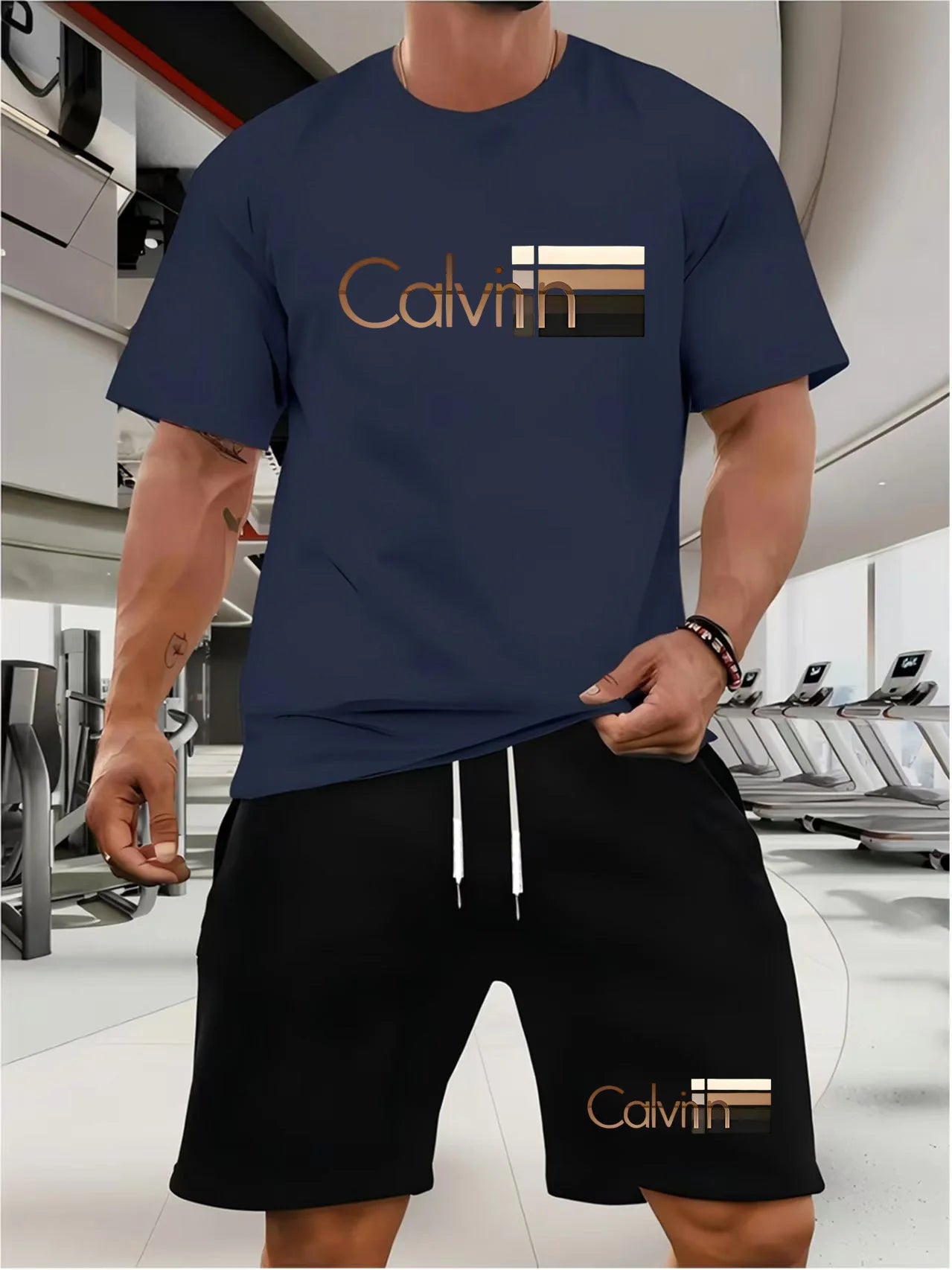 Ensemble de sport décontracté pour hommes, T-shirt fin à manches courtes et col rond, pour Jogging en plein air, respirant, séchage rapide, costume 2 pièces, été