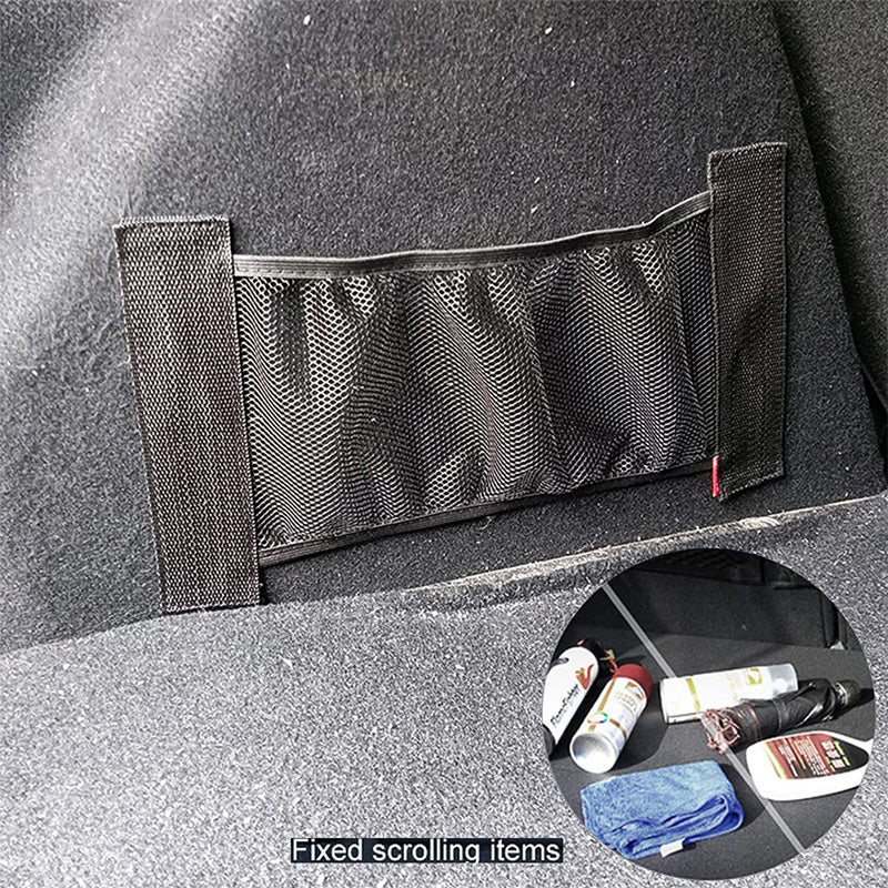 Filet de rangement pour coffre arrière de voiture, maille élastique, sangles fixes, organisateur intérieur de voiture, filet de rangement pour extincteur, sac de fixation arrière de siège, accessoire de voiture