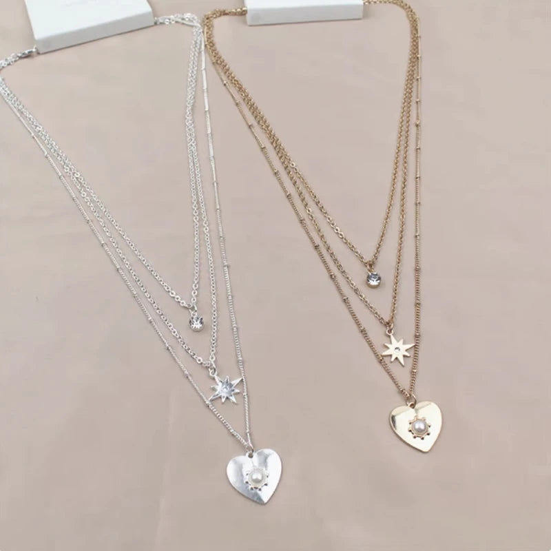 Collier rond à trois couches en argent Sterling 925, chaîne O Simple, pendentif d'amour, cadeau de fête pour femmes, bijoux fins exquis, nouvelle collection