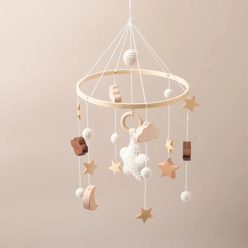 Berceau de bébé lit Mobile cloche hochet jouets en bois Crochet étoiles pendentif lit cloche jouets nouveau-né confort berceau support suspendus jouets cadeaux
