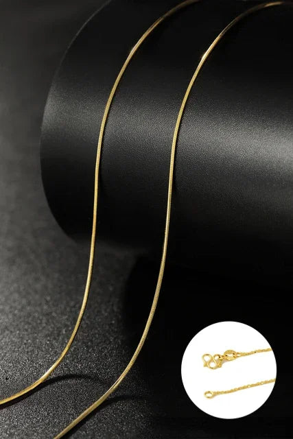Chaîne de collier couleur or 14k pour femmes, boîte, os de serpent/étoilé/chaîne croisée, collier de 18 pouces, bijoux fins, cadeaux
