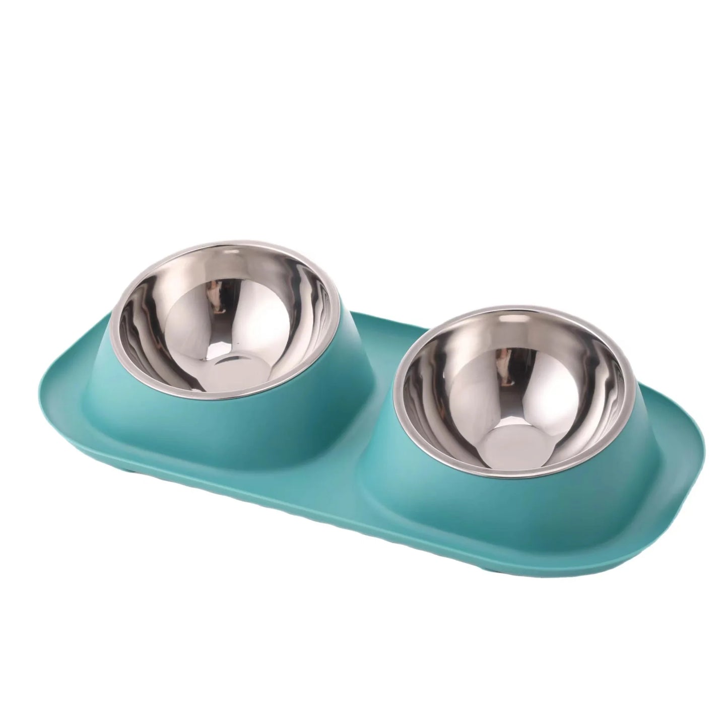 Bol Double en acier inoxydable pour chien et chat, récipient de nourriture pour chat, Base antidérapante, mangeoire d'eau pour animaux de compagnie, protection inclinable du cou, bols pour chiots et chats, 1 pièce