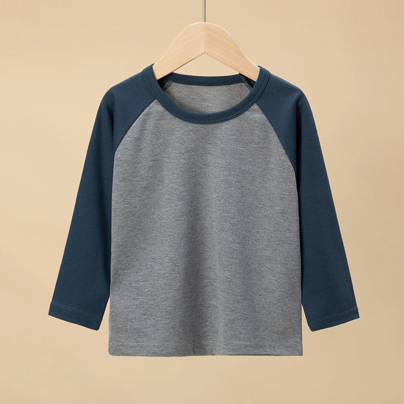 1/4 Pack 2025 nouveau printemps et automne enfants couleur correspondant à manches longues T-shirt pour garçons et filles décontracté Joker T-shirt