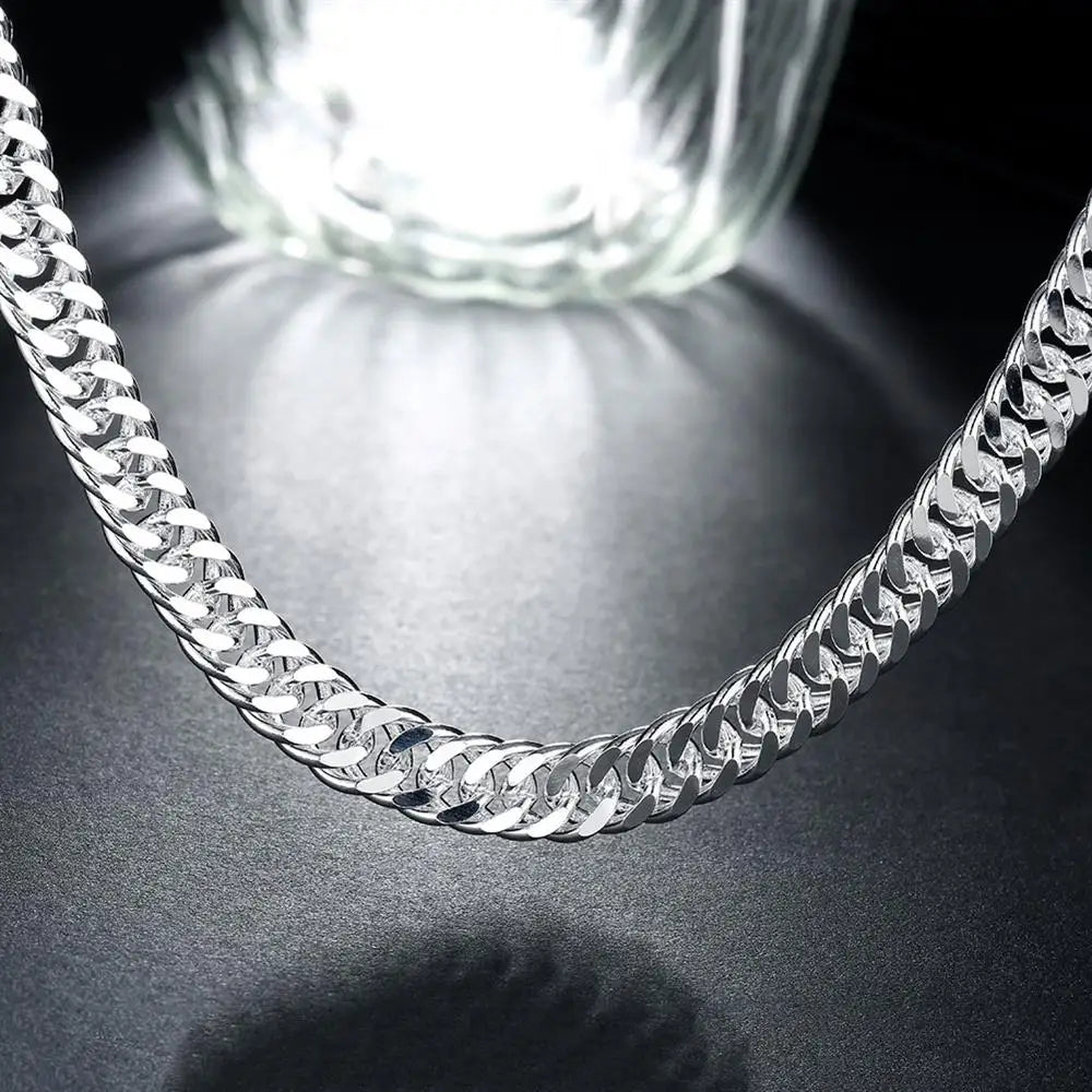 Chaîne fine de 6MM de largeur, colliers en argent Sterling 925 pour femmes et hommes, bijoux à la mode, cadeau de fête de mariage et de vacances, 50-60cm