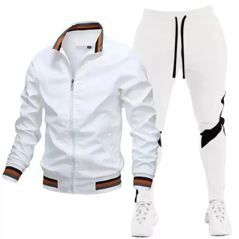 Survêtement pour hommes, jogging décontracté, vêtements de sport, vestes et pantalons, ensembles de 2 pièces, col montant, combinaison de sport, Jogging, Fitness