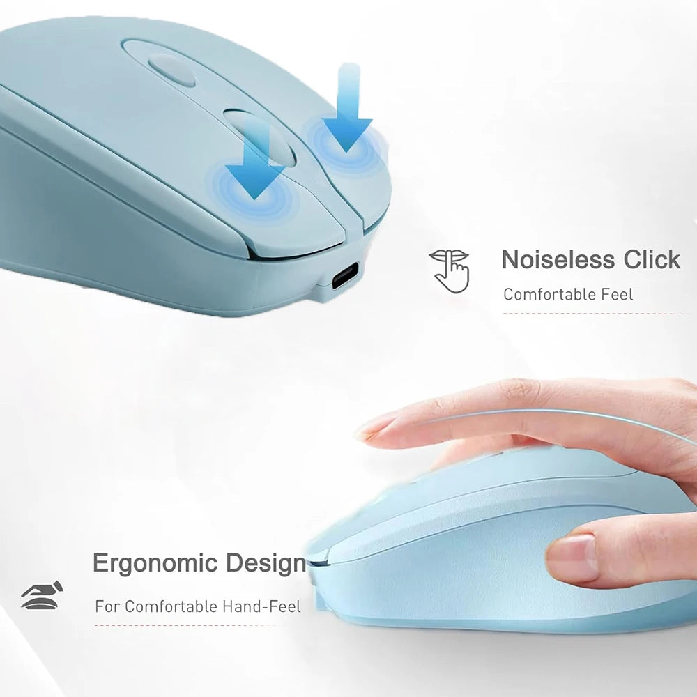 Souris d'ordinateur sans fil Rechargeable 2.4G, Compatible Bluetooth, USB, silencieuse, pour PC, ordinateur portable, Macbook, tablette