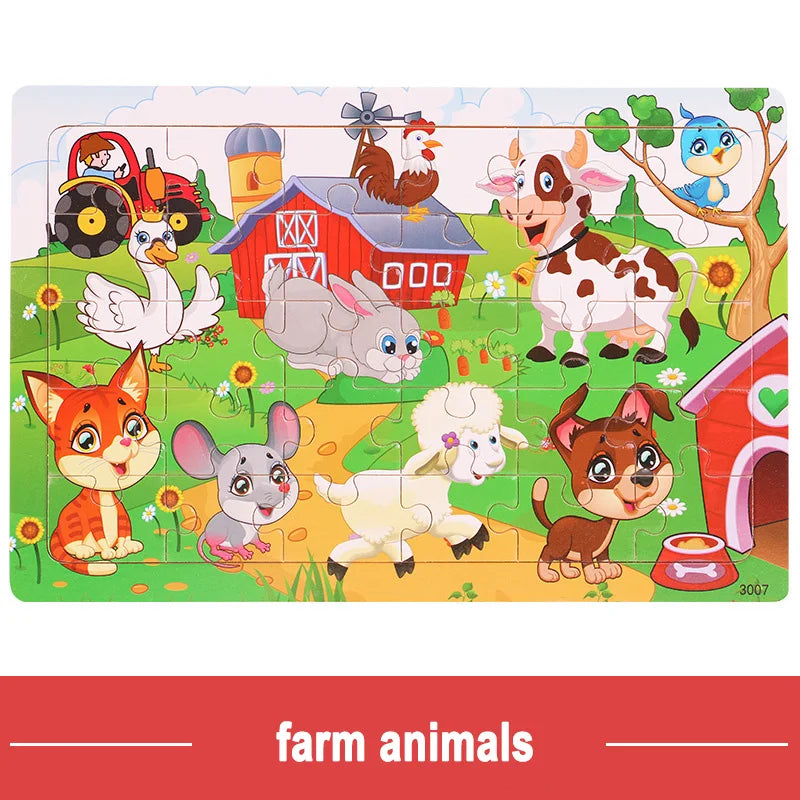 Jeu intellectuel en bois à pensée logique, Puzzle, véhicule Animal, dessin animé, jouets éducatifs précoces pour enfants, cadeau