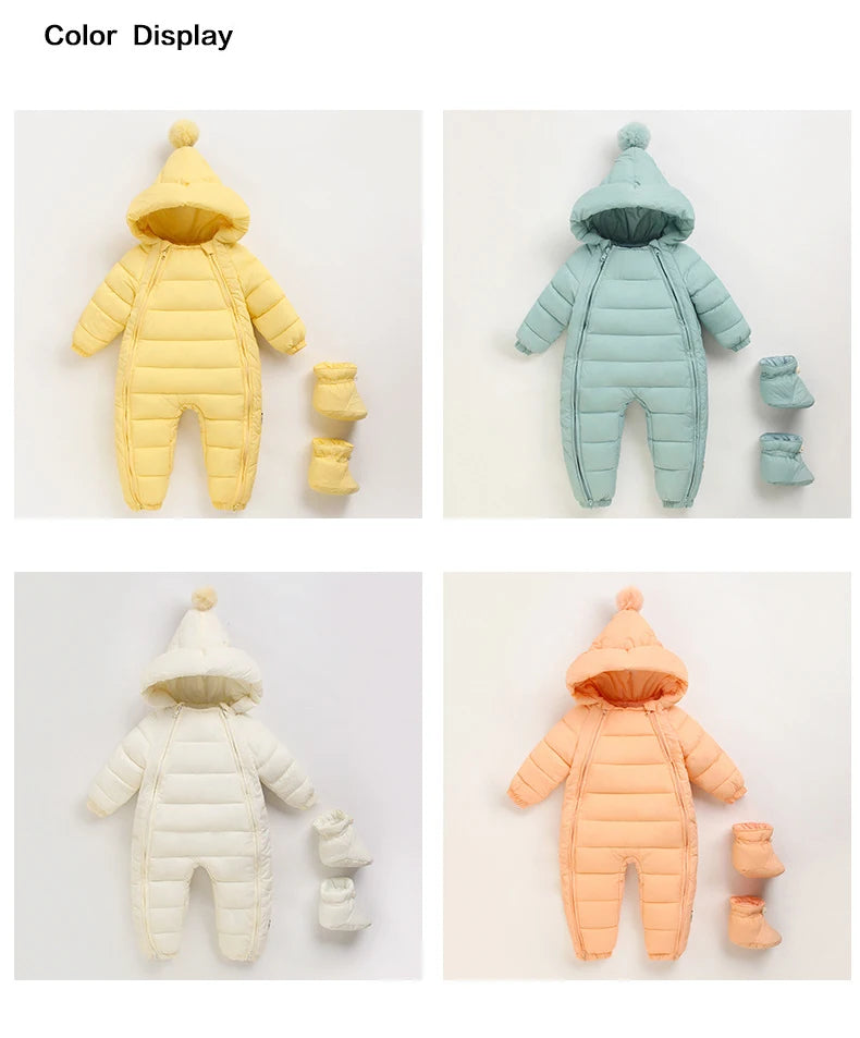 OLEKID automne hiver nouveau-né bébé barboteuse à capuche Plus velours enfant en bas âge garçon combinaison nouveau-né Snowsuit infantile bébé fille salopette