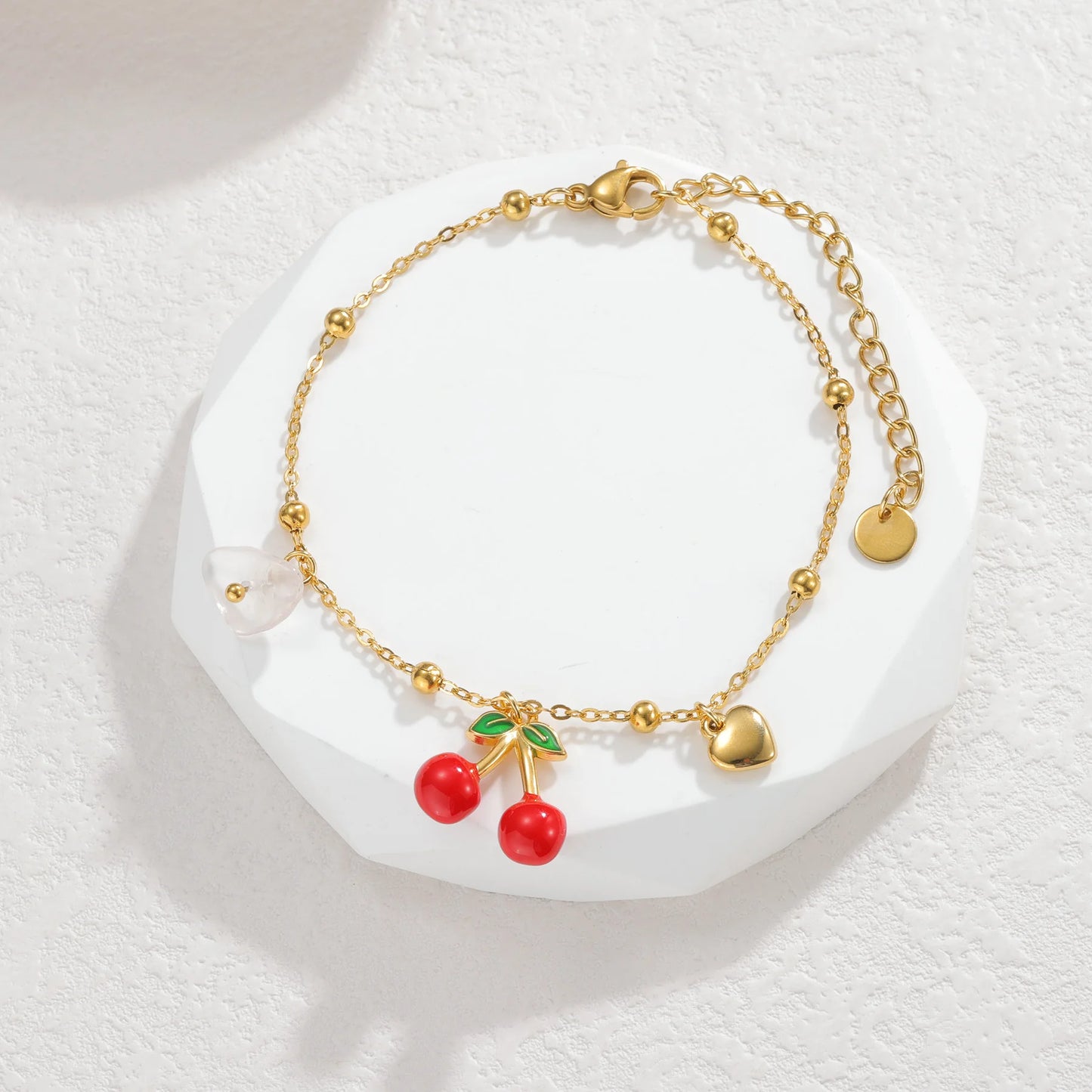 Nextvance été mode plaqué or Bracelets pour femme rouge fraise cerise pastèque breloques en acier inoxydable bijoux cadeaux