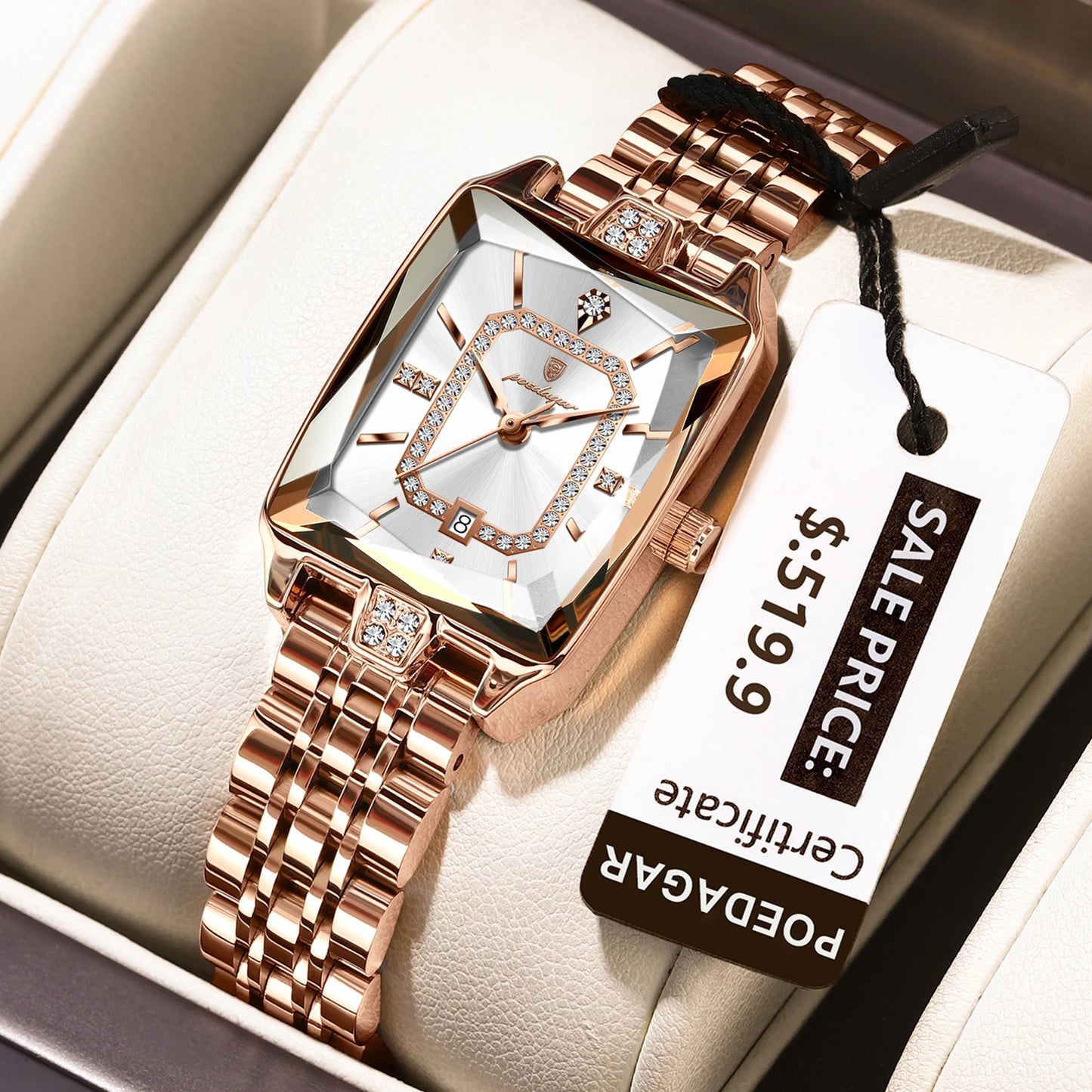 POEDAGAR montre de luxe pour femme calendrier étanche haute qualité dames montre en acier inoxydable Quartz femmes montres élégant + boîte