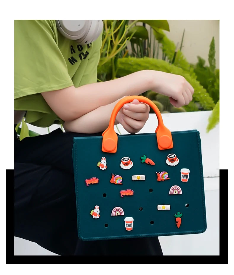 EVA grand sac à bandoulière en cuir sac à main fourre-tout sac de rangement pour femmes décontracté sac de plage étanche trou ajustement charme sac de rangement de mode