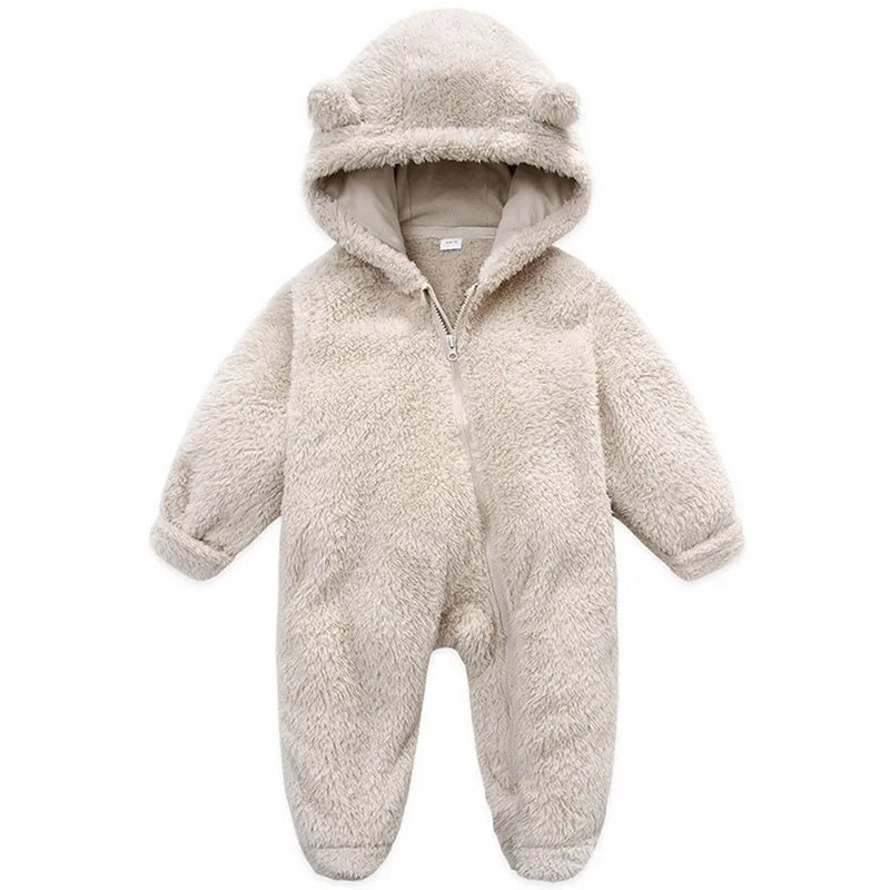 Barboteuse à capuche à manches longues pour nouveau-né garçon et fille, combinaison à fermeture éclair pour enfants, vêtements pour bébés, automne, hiver