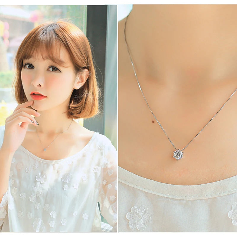 Collier Plaqué Argent Sterling 925 pour Femme, Polyvalent, Simple, Rotterdam, Kling, AAA, Zcomprend sur la Clavicule, Bijoux de Mariage, Vente en Gros, Chaud