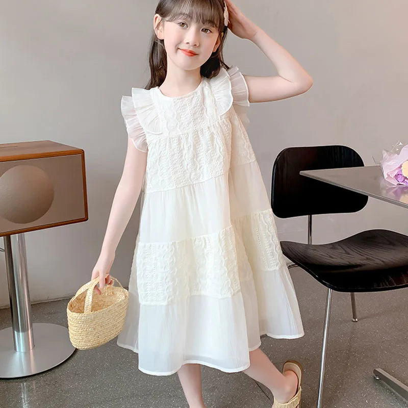 Robe de princesse brodée pour filles, vêtements pour enfants, style de mode simple, nickel é, nouveau, été 2024