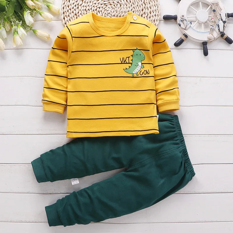 Pyjama en Coton pour Bébé Fille de 0 à 5 Ans, Ensemble de 2 Pièces, Vêtements d'Hiver Décontractés, Dessin Animé, Printemps