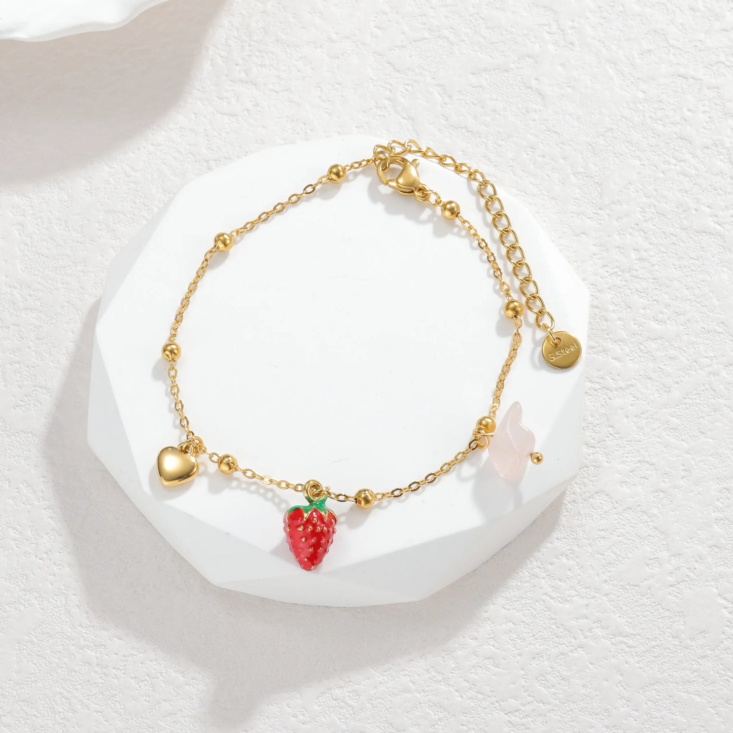Nextvance été mode plaqué or Bracelets pour femme rouge fraise cerise pastèque breloques en acier inoxydable bijoux cadeaux