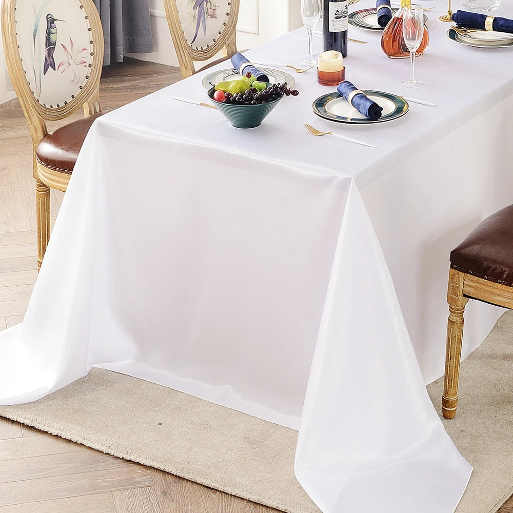 Nappe rectangulaire en Satin pour mariage, blanc et noir, pour fête d'anniversaire, événements, Banquet, décoration de dîner à domicile
