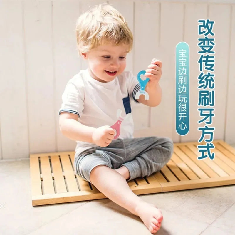 Brosse à dents en Silicone pour bébé, 360 degrés, en forme de U, anneaux de dentition, brosse pour bébé, soins buccaux, nettoyage
