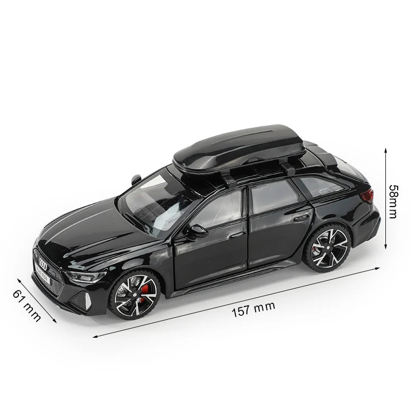 Modèle de voiture jouet Audi RS6 avec son et lumière, portes ouvertes en alliage moulé sous pression, jouet de Collection pour garçon et adulte, cadeau de Festival, 1/32