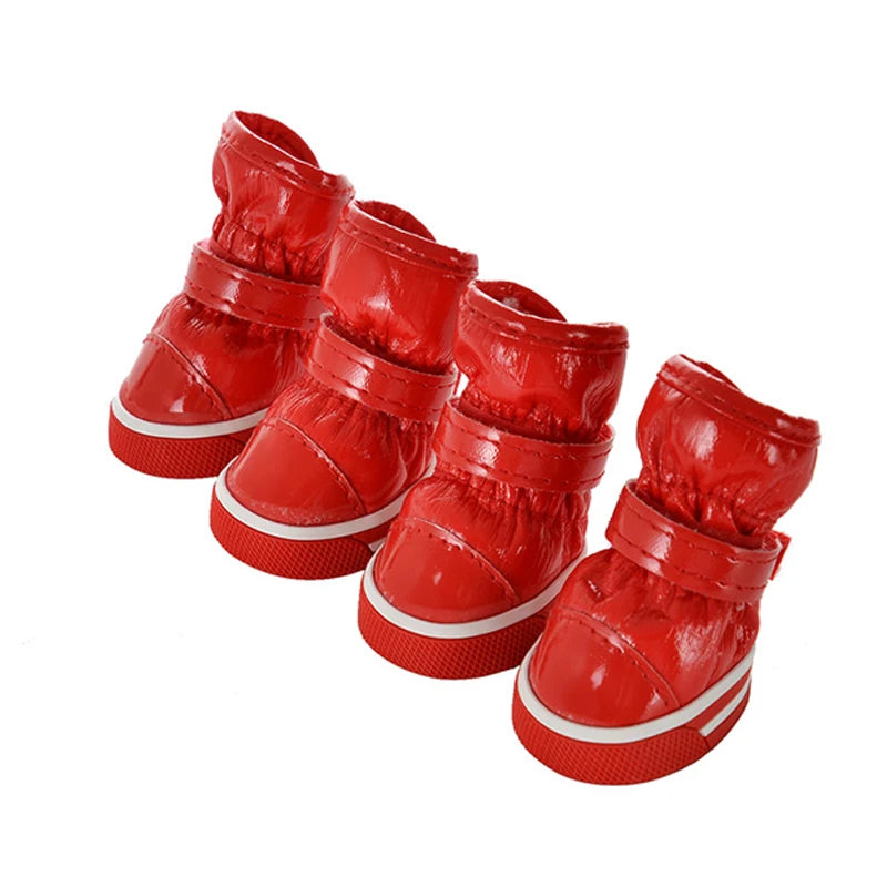 Chaussures d'hiver chaudes et imperméables pour animaux de compagnie, bottes de neige pour chien souriant, chaussures de pluie pour chiot, accessoires pour chihuahua et bouledogue, 4 pièces/ensemble
