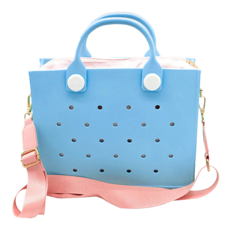 EVA grand sac à bandoulière en cuir sac à main fourre-tout sac de rangement pour femmes décontracté sac de plage étanche trou ajustement charme sac de rangement de mode