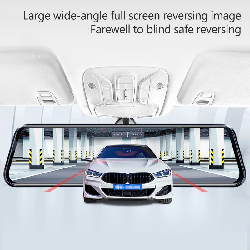 10 pouces pour voiture écran tactile enregistreur vidéo rétroviseur Dash Cam caméra avant et arrière miroir DVR (caméra arrière en option)