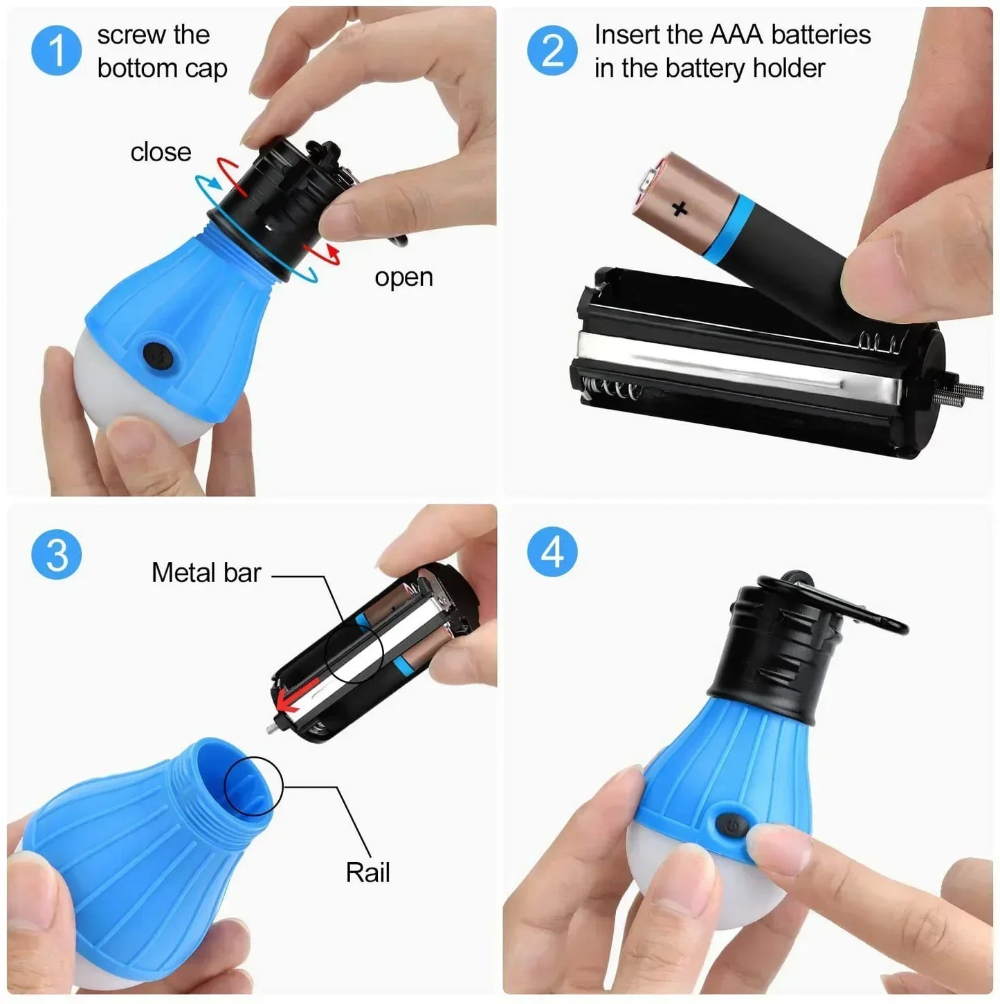 Lampe de tente extérieure Ampoule LED Lampe à crochet portable Lampe de camping adaptée aux sacs à dos extérieurs Voyant d'avertissement de sécurité pour enfants