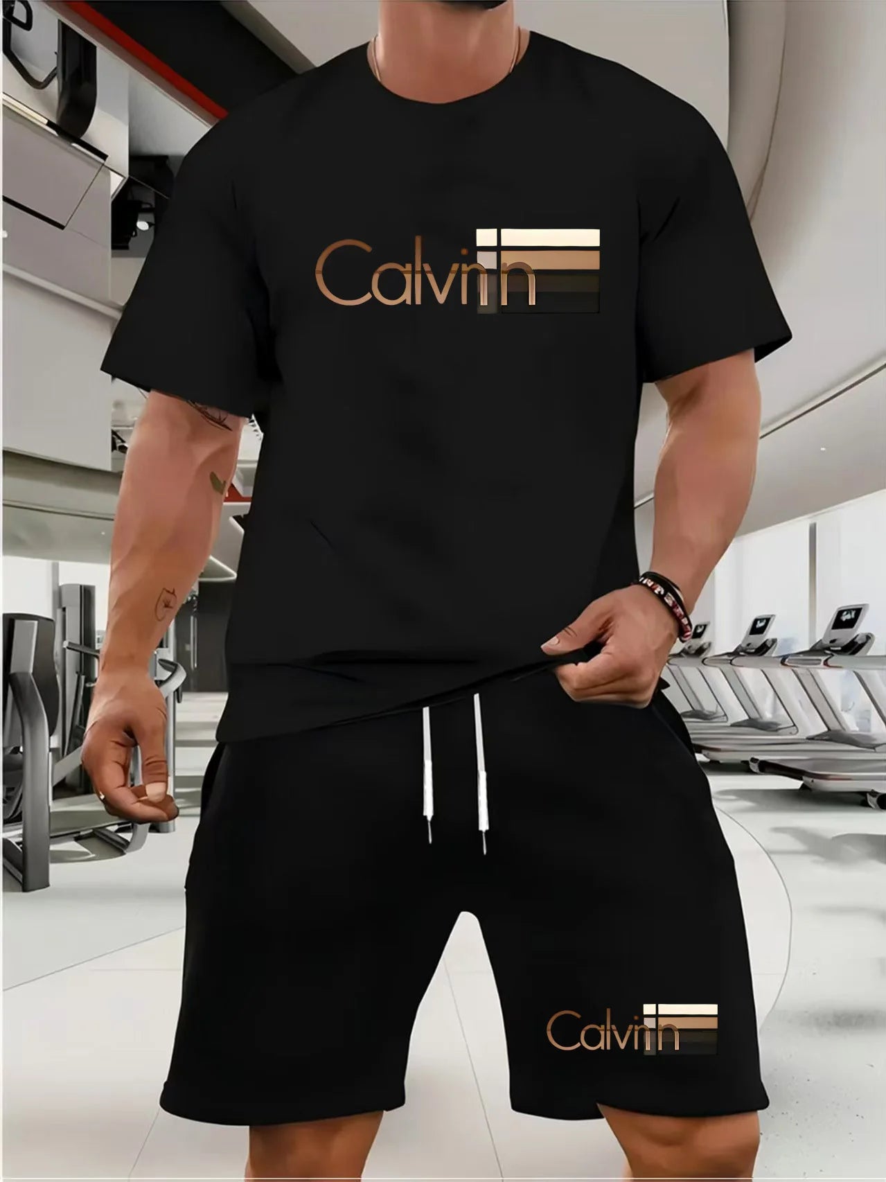 Ensemble de sport décontracté pour hommes, T-shirt fin à manches courtes et col rond, pour Jogging en plein air, respirant, séchage rapide, costume 2 pièces, été