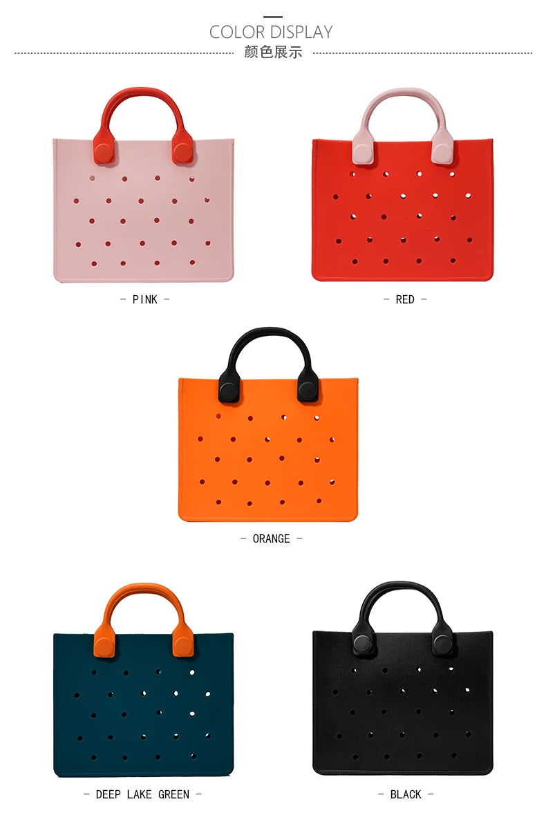 EVA grand sac à bandoulière en cuir sac à main fourre-tout sac de rangement pour femmes décontracté sac de plage étanche trou ajustement charme sac de rangement de mode