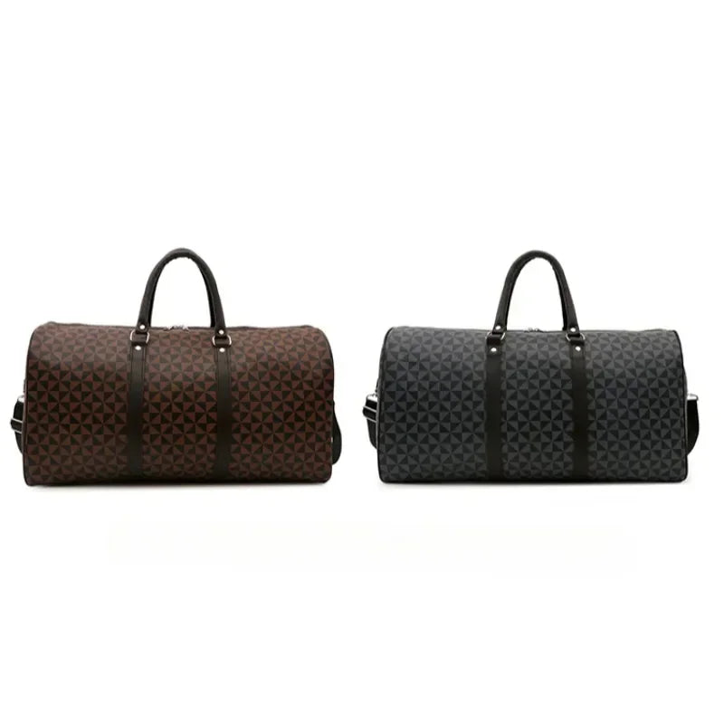 Sacs de voyage rétro géométriques en PU pour femmes, grande capacité, sacs à bandoulière classiques de haute qualité, couleurs assorties, 2024