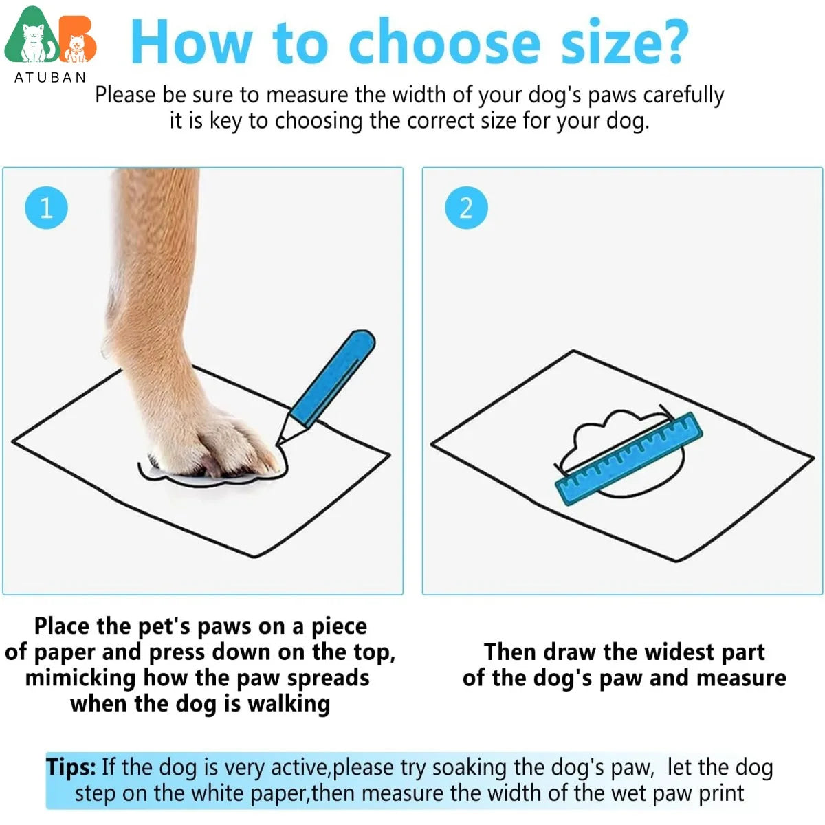 ATUBAN Chaussures pour chiens, sandales pour chaussons chauds, bottes d'extérieur pour chiens, chaussons antidérapants et imperméables pour l'hiver, jour enneigé et été