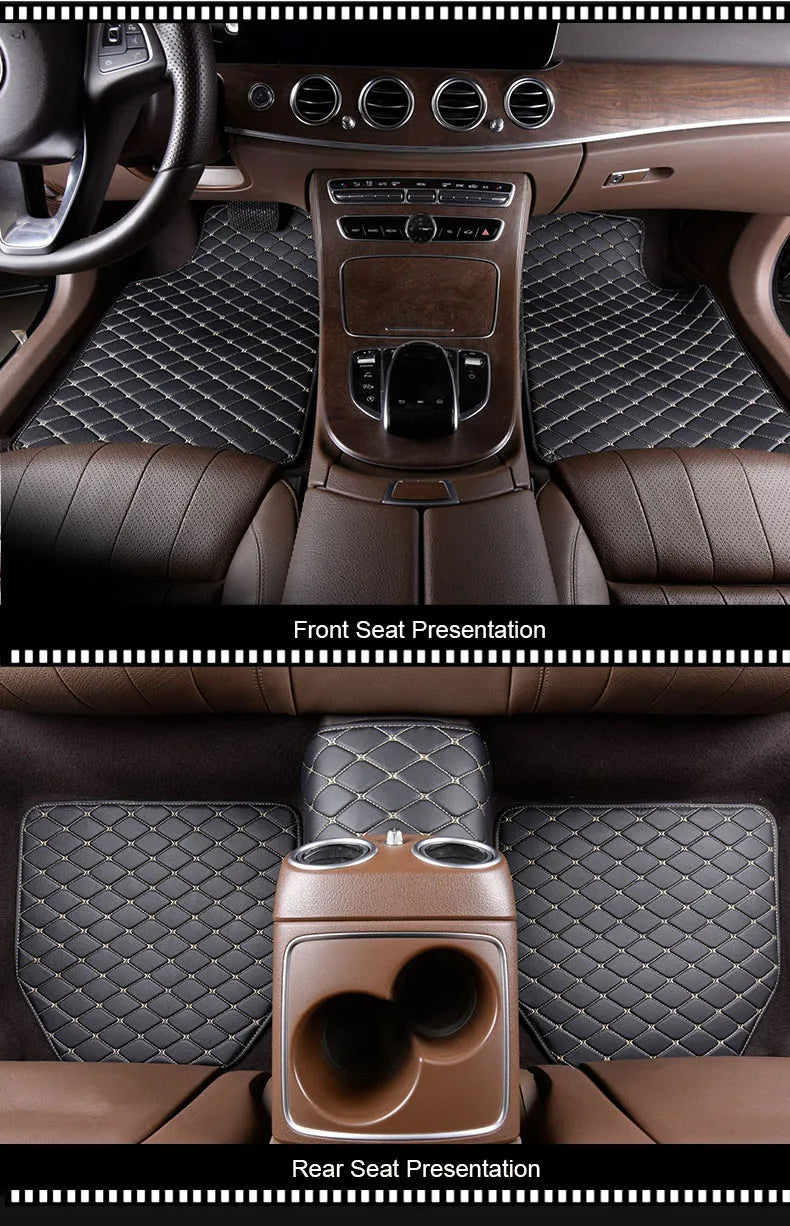 Tapis de sol de voiture en cuir PU, 5 pièces, imperméable, protection des pieds, à la mode, universel, pour toutes les saisons