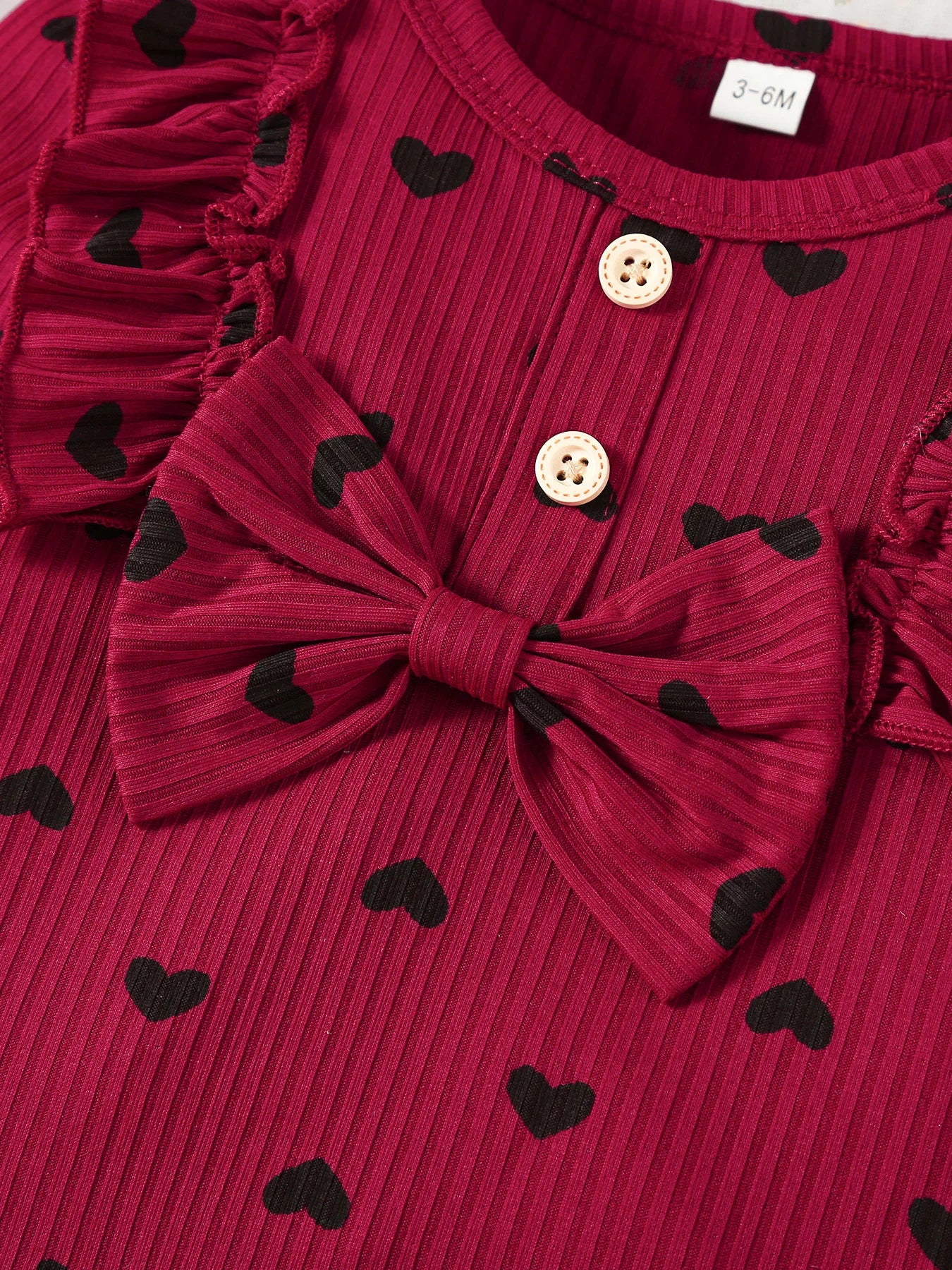 Kukitty – ensemble de vêtements 3 pièces pour nouveau-né fille, barboteuse à manches longues, imprimé cœur, haut et pantalon, bandeau, tenues en tricot
